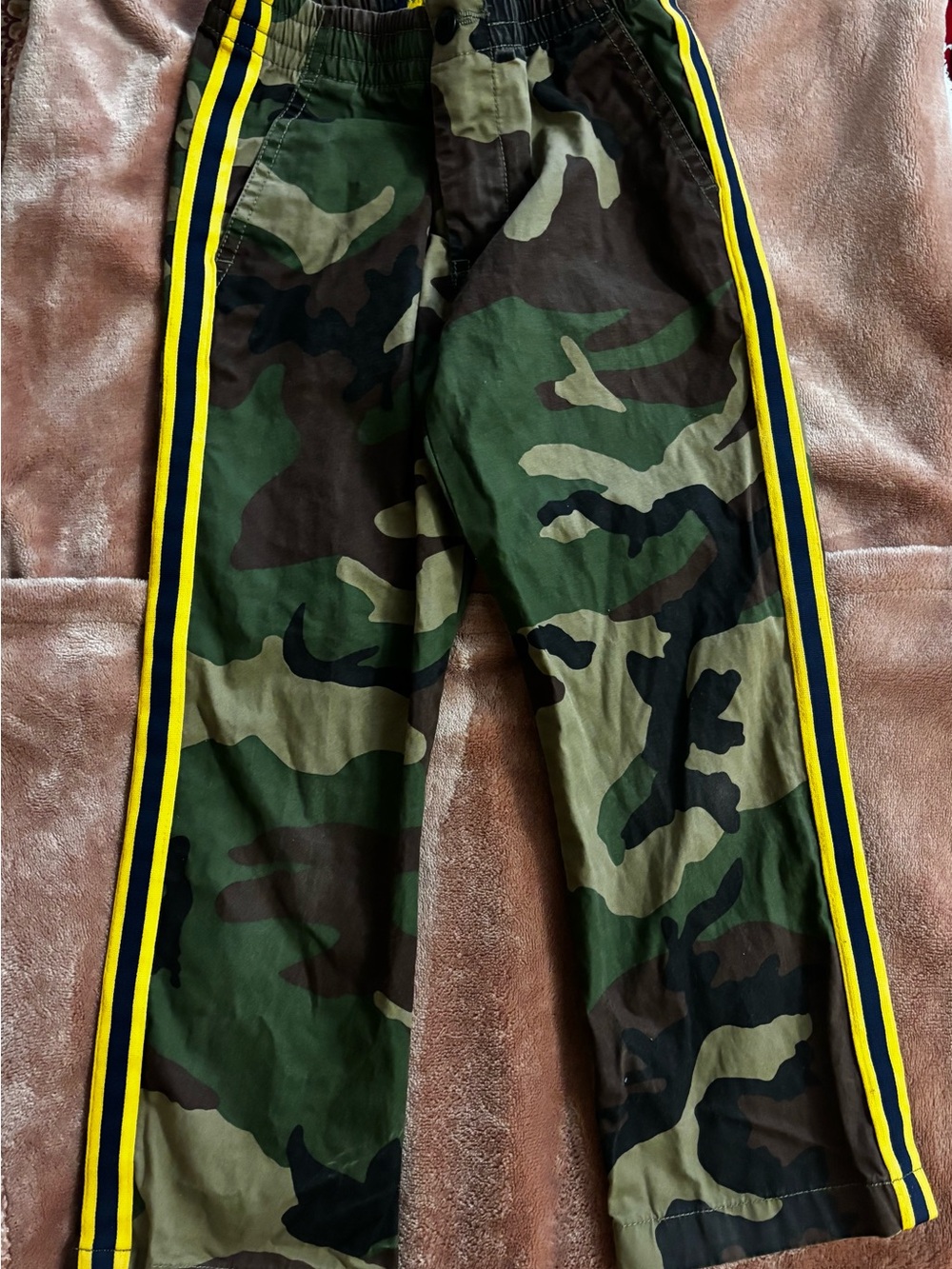 Polo by Ralph Lauren Kids Camo Joggers with Yellow Stripes